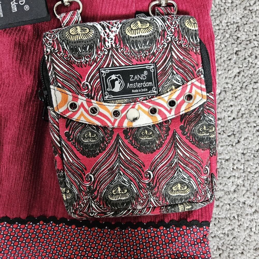 Zand Amsterdam Mini Skirt Womens OS Maroon Corduroy Reversible W Purse Boho - Picture 5 of 14